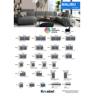 Salon d'angle Malibu gris