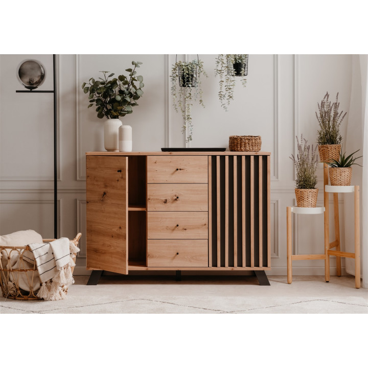 Commode Medan 01B chêne artisan/anthracite