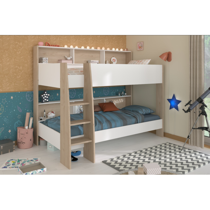 Lit superposé 90 x 200 cm Jackson et blanc Shelter