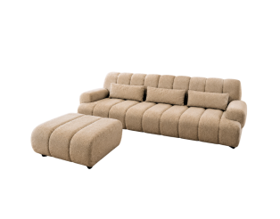 Canapé Freja Marron clair avec pouf