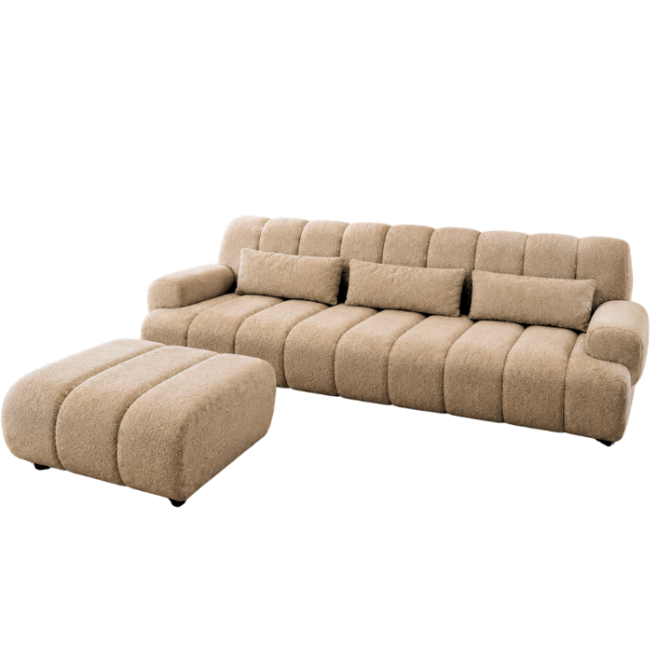 Canapé Freja Marron clair avec pouf