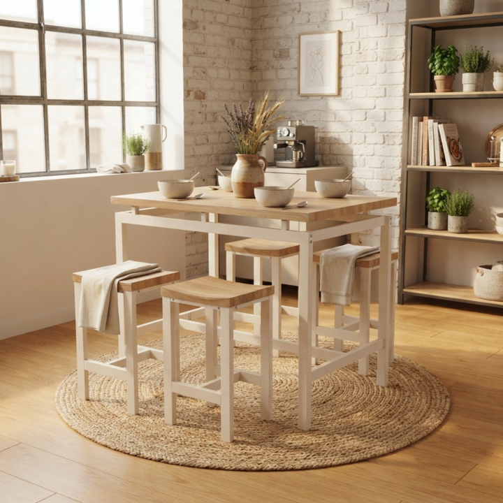 Ensemble Selene - table haute + 4 tabourets