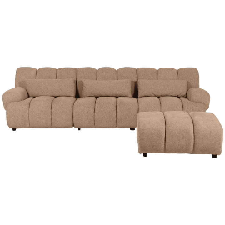 Canapé Freja Marron clair avec pouf