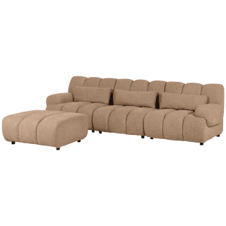 Canapé Freja Marron clair avec pouf