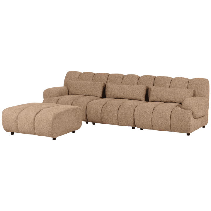 Canapé Freja Marron clair avec pouf