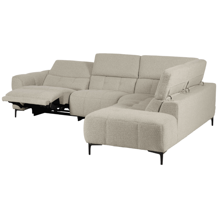 Canapé d'angle Jules Beige avec 1 relax éléctrique