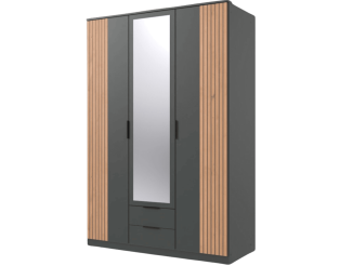 Armoire 3 portes Luebeck graphite/ aspect clayette artisan