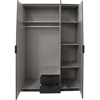 Armoire 3 portes Luebeck graphite/ aspect clayette artisan