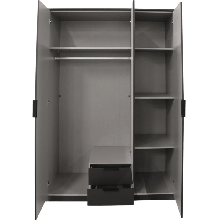 Armoire 3 portes Luebeck graphite/ aspect clayette artisan