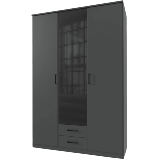 Armoire 3 portes Soest graphite/verre noir