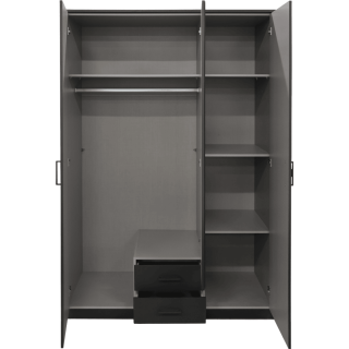 Armoire 3 portes Soest graphite/verre noir