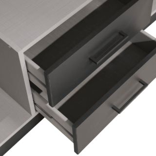 Armoire 3 portes Soest graphite/verre noir