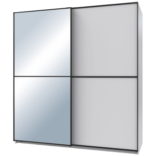 Armoire 2 portes coulissantes avec miroir 180 cm décor blanc, ULM