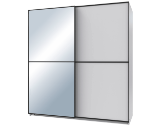 Armoire 2 portes coulissantes avec miroir 180 cm décor blanc, ULM