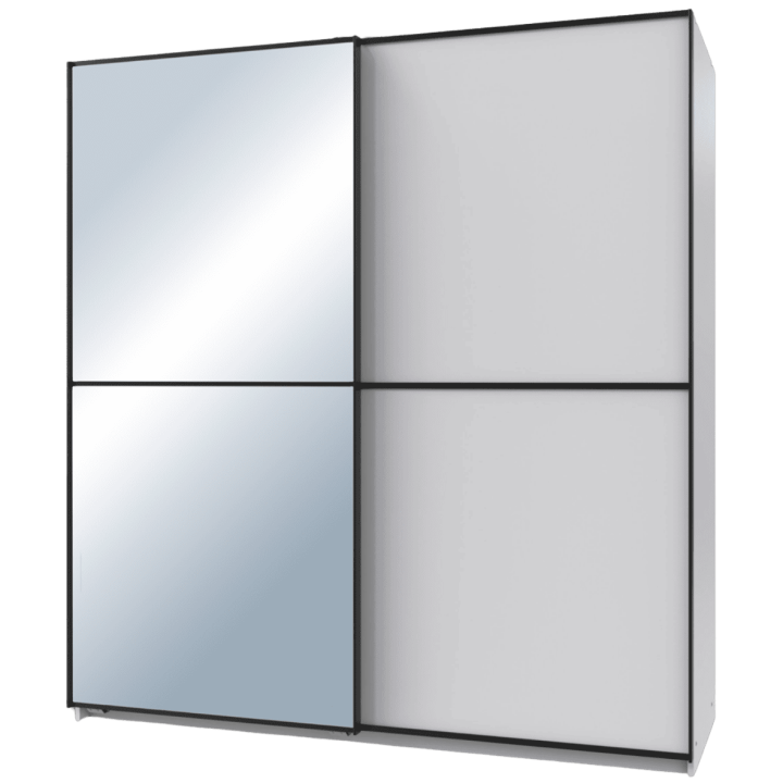 Armoire 2 portes coulissantes avec miroir 180 cm décor blanc, ULM