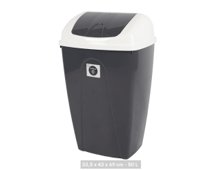 Poubelle Pasha 50L blanc/gris foncé