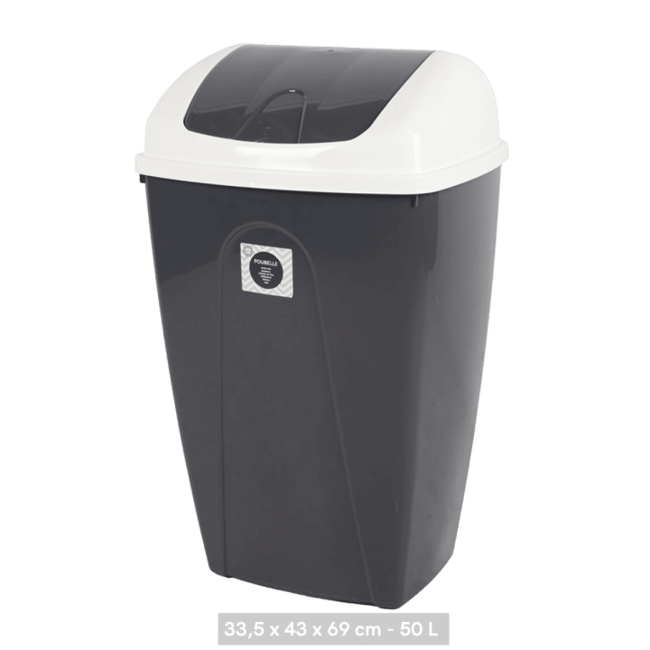 Poubelle Pasha 50L blanc/gris foncé