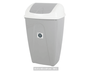 Poubelle Flip 50L blanc/gris clair