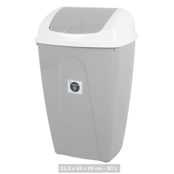Poubelle Flip 50L blanc/gris clair