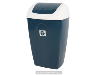 Poubelle Pasha 50L blanc/bleu