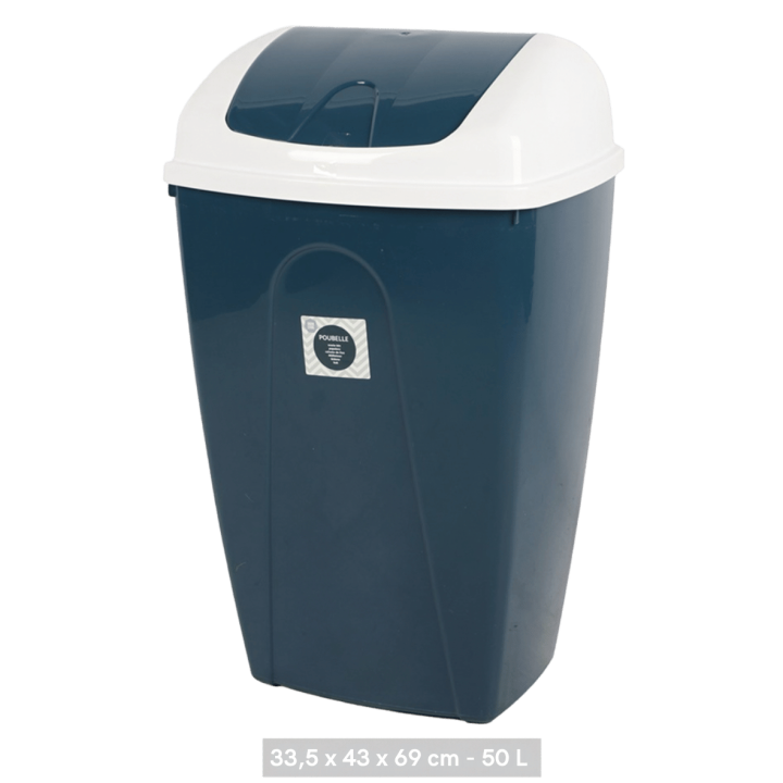 Poubelle Pasha 50L blanc/bleu
