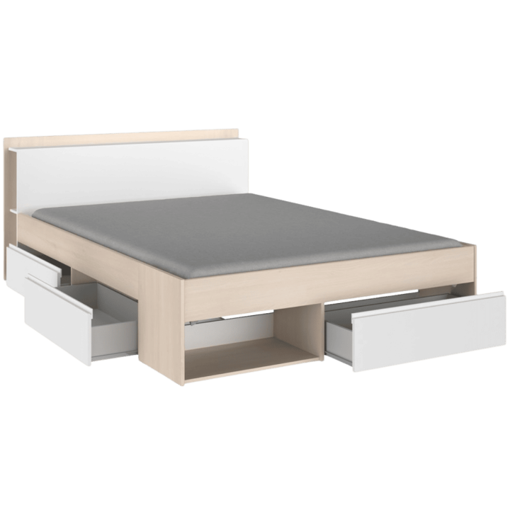 Lit 140x200 Most blanc/acacia clair