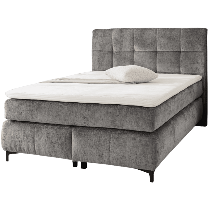 Beatrice - Lit box complet 140 x 200 cm Chenille gris