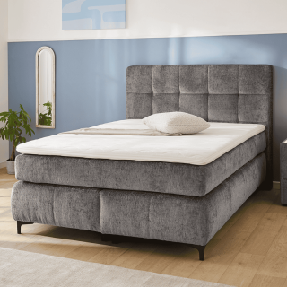 Beatrice - Lit box complet 140 x 200 cm Chenille gris