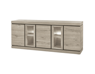 Dressoir Belluno 2 chêne millenium gris clair/noir