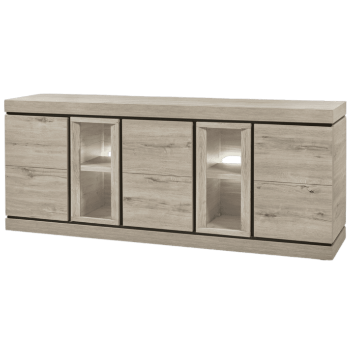Dressoir Belluno 2 chêne millenium gris clair/noir