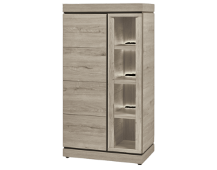 Vitrine Belluno KV1L chêne millenium/gris