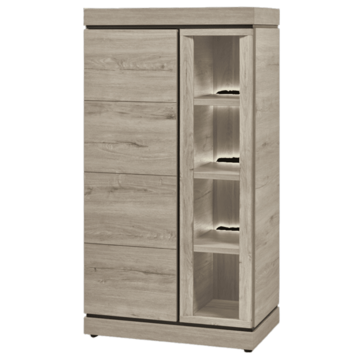 Vitrine Belluno KV1L chêne millenium/gris