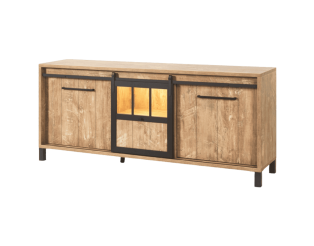 Dressoir Alcatraz 7 bois orange/noir mat