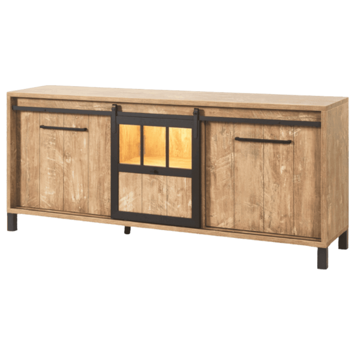 Dressoir Alcatraz 7 bois orange/noir mat