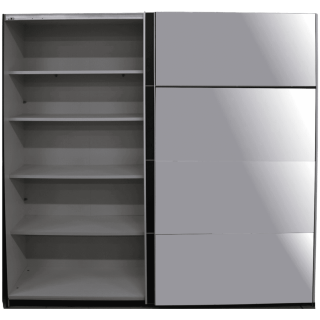 Armoire 2 portes coulissantes Beta noir et miroir