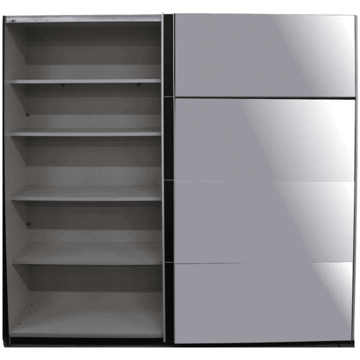 Armoire 2 portes coulissantes Beta noir et miroir