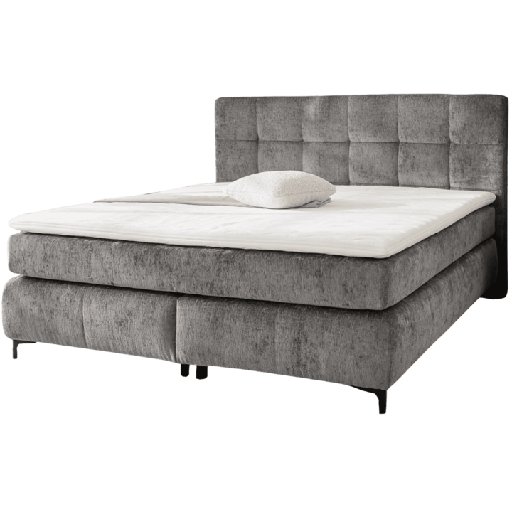 Beatrice - Lit box complet 180 x 200 cm Chenille gris
