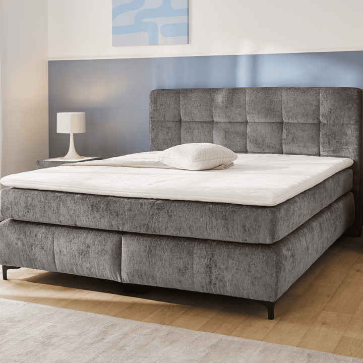 Beatrice - Lit box complet 180 x 200 cm Chenille gris