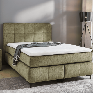 Beatrice - Lit box complet 140 x 200 cm Chenille vert