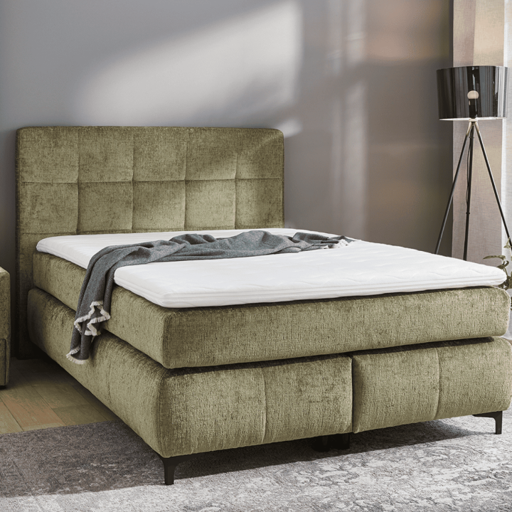 Beatrice - Lit box complet 140 x 200 cm Chenille vert
