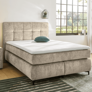 Beatrice - Lit box complet 140 x 200 cm Chenille beige