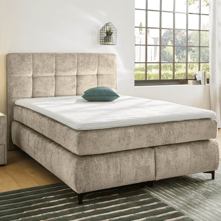 Beatrice - Lit box complet 140 x 200 cm Chenille beige