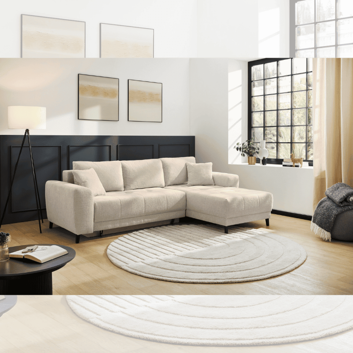 Canapé d'angle convertible Beverly beige
