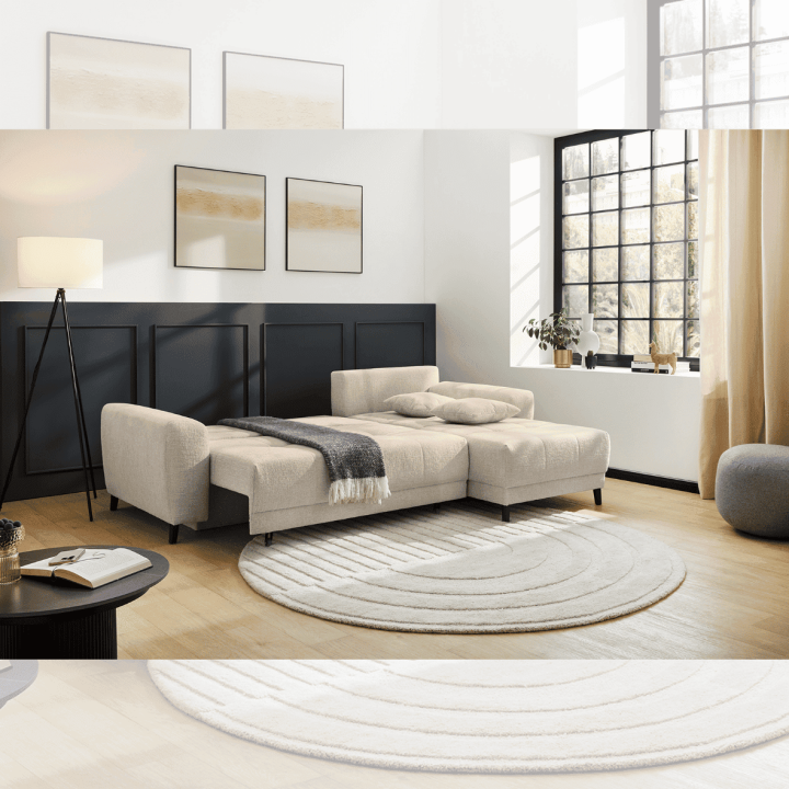 Canapé d'angle convertible Beverly beige