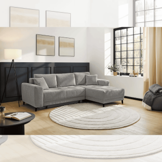 Canapé d'angle convertible Beverly chenille gris