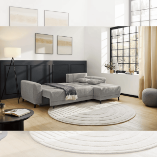 Canapé d'angle convertible Beverly chenille gris
