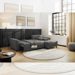 Canapé convertible Beverly chenille gris foncé