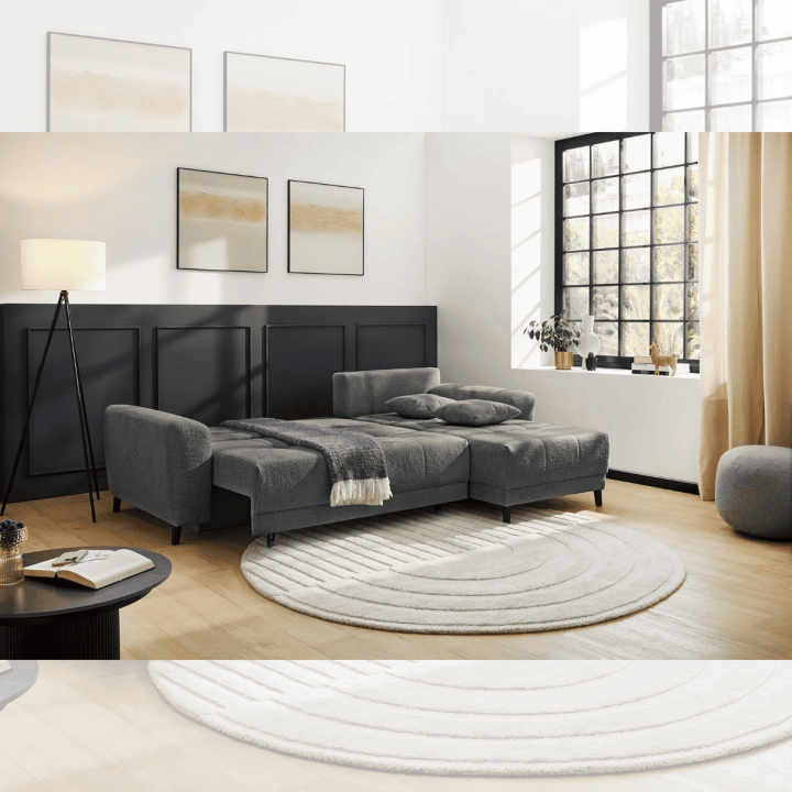 Canapé convertible Beverly chenille gris foncé