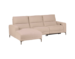 Salon d'angle gauche Cologne beige avec relax électrique