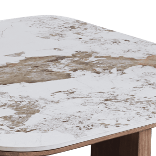 Table basse Evora avec 4 poufs tissu